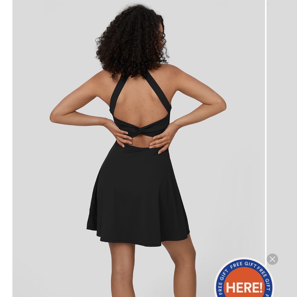 HALARA Black Twisted Flare Dance Active Dress-Longer Length-Easy Peezy Edition L